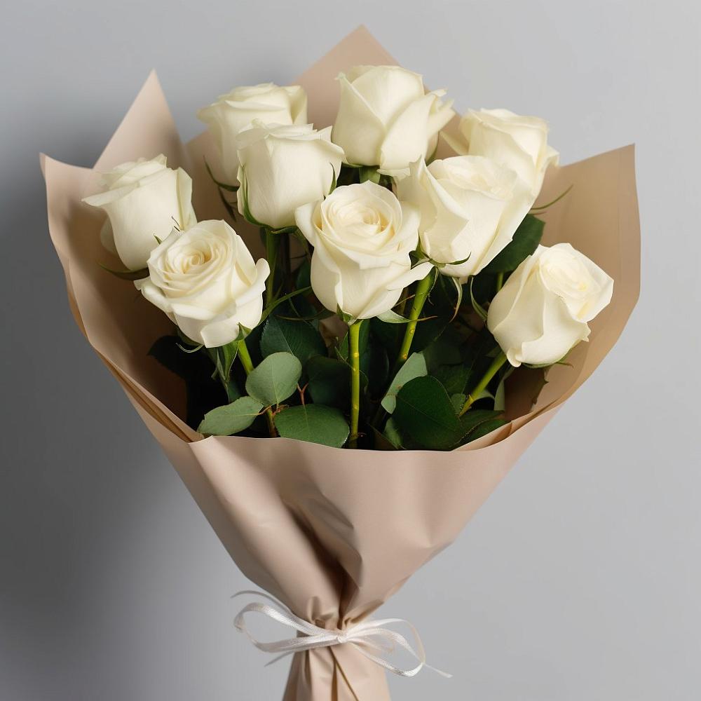 Букет 9 Белых роз Эдлесс Лав в Бурукшуне