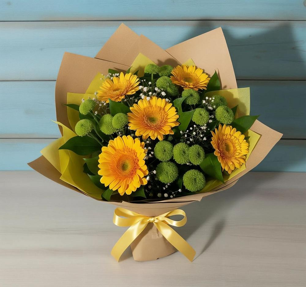 Букет цветов из: Герберы и Хризантемы в Бурукшуне