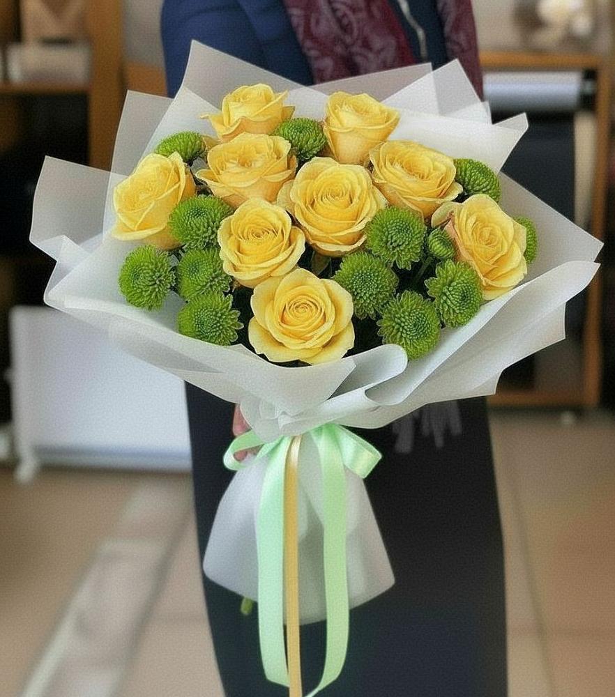 Букет цветов из: Хризантемы и Розы в Бурукшуне