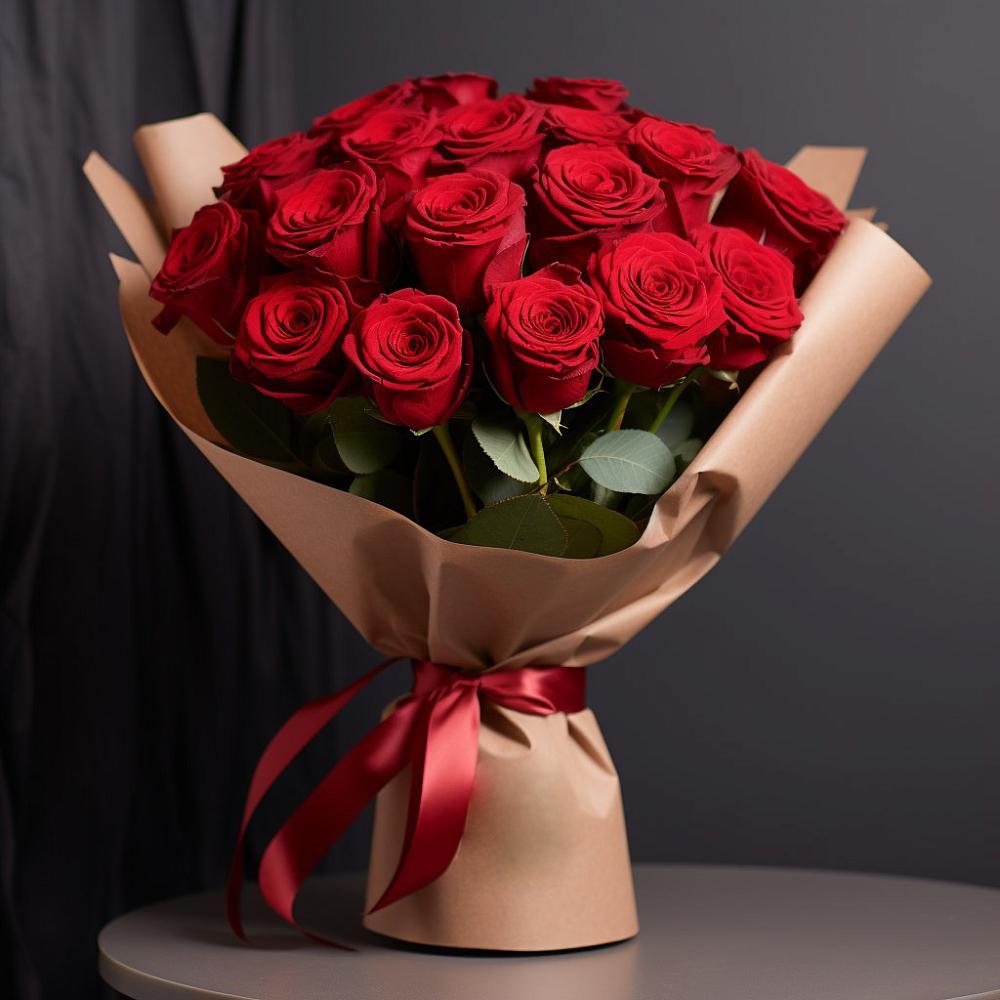 Букет 19 Красных роз Эдлесс Лав в Бурукшуне