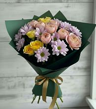 Букет цветов из:  Хризантемы и Розы в Бурукшуне