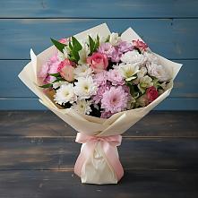 Букет цветов из:  Хризантемы, Альстромерии и Розы в Бурукшуне