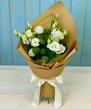 Букет цветов из:  Хризантемы и Лизиантусы в Бурукшуне