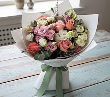 Букет цветов из:  Розы, Лизиантусы и Гвоздики в Бурукшуне