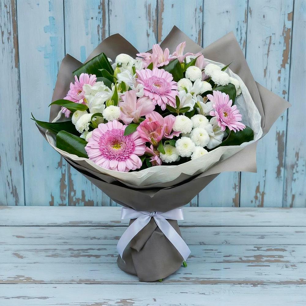 Букет цветов из: Герберы, Альстромерии и Хризантемы в Бурукшуне